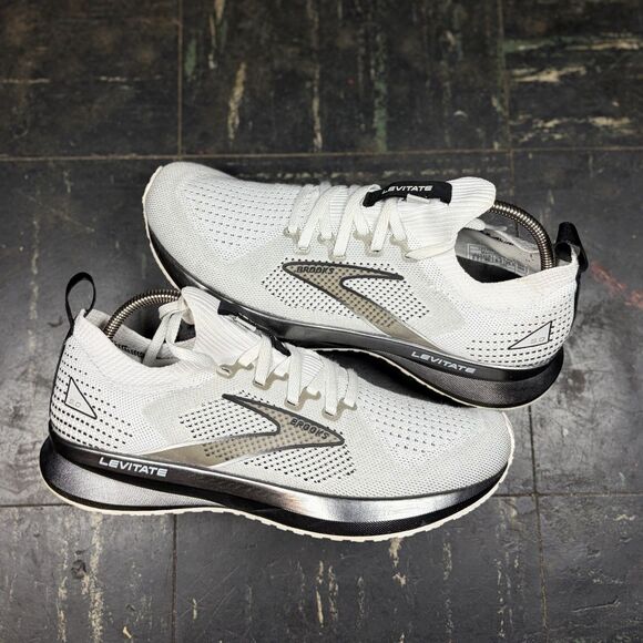 Brooks Levitate 5 StealthFit Running Shoes Mens Size 8.5 White Black Energize - Picture 1 of 6